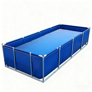 帆布鱼池带支架全套刀刮布专用蓄水户外家养殖池双层加厚折叠水箱