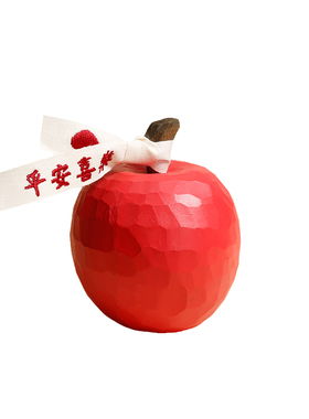 手工木雕苹果丨福禄平安喜乐桌面摆件客厅汽车装饰品圣诞节礼物