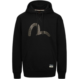 EVISU 福神男士小海鸥标志宽松情侣烫钻连帽短款卫衣