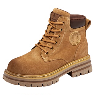 真皮马丁靴女工装靴2025新款秋冬加绒英伦风厚底内增高短靴大黄靴