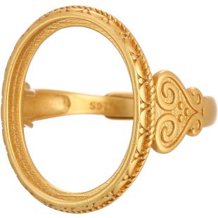 简约复古戒托空托18K金戒指空托男女 镶嵌蜜蜡翡翠绿松石戒托配饰