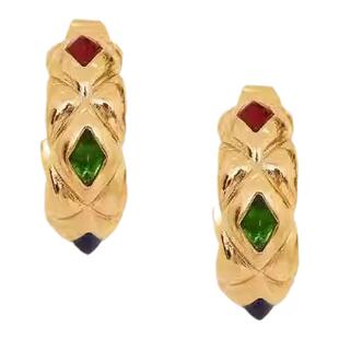 马思纯易梦玲同款Oups时尚复古流彩三钻耳环耳饰流行小众耳饰S925