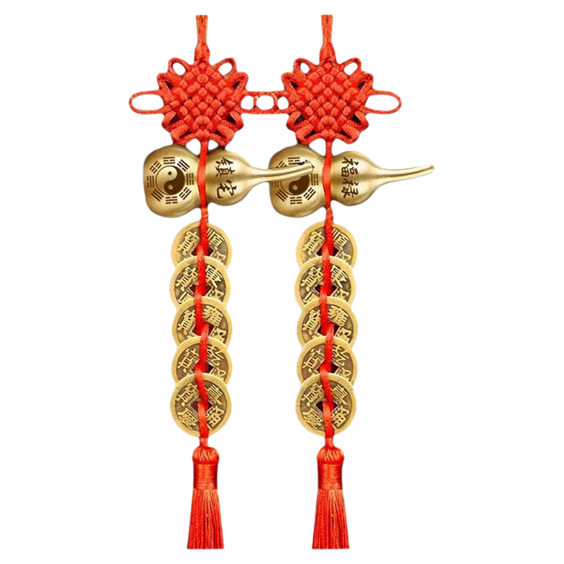 五帝錢門對門銅葫蘆真品擺件人財兩旺吉祥結(jié)掛件入戶鎮(zhèn)宅化解風水