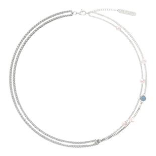 PEARLONA闪钻巴洛克珍珠双链交织项链原创设计锁骨链张艺兴同款