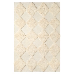 西班牙 Dusty Deco Chess Rya Rug 100%纯羊毛地毯手工编织格子
