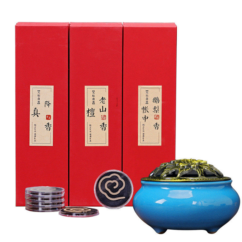 天然无粘粉老山檀香沉香盘香礼盒