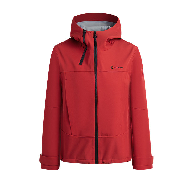 Navigare意大利小帆船红色三防冲锋服25秋冬新款加绒连帽夹克外套