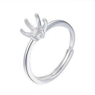 s925纯银莫桑石戒托未镶嵌钻石戒指空托圈口可调节简约款六爪戒托