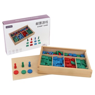 蒙氏教具数学邮票游戏家装彩盒蒙特梭利早教四则运算木制数字玩具