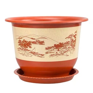 花盆特大号加厚塑料树脂花盆特价清仓仿陶瓷花盆送托盘种树专用盆