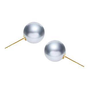 Meluxe美奈akoya灰色海水珍珠耳钉女18K金小灯泡耳饰女秋冬新款