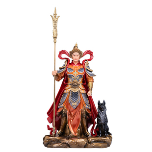 二郎神神像家用供奉中式祝福铜彩绘摆件灌江口二郎神杨戬显圣真君