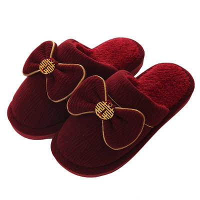 冬季结婚拖鞋红色一对喜庆情侣款