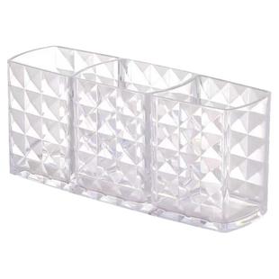 ins高档化妆收纳盒三格透明简约笔筒眉笔口红品家用笔刷浴室宿舍