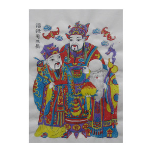 潍坊杨家埠年画多款中号白宣门神荼秦琼燃灯手工套色印制新年礼品