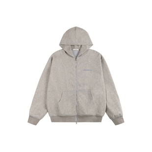 ATRY刺绣连帽卫衣男春季潮牌美式休闲宽松重磅情侣拉链开衫外套女