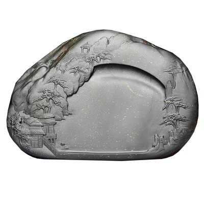 非遗省级大师孤品老坑金星砚台