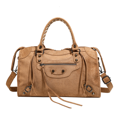 DAOR麂皮绒托特包女大容量机车包