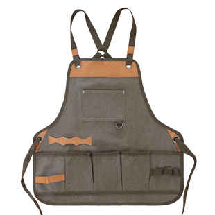 户外野炊欧美牛仔围裙定制logo印字餐厅酒吧木工匠人厚帆布工作服