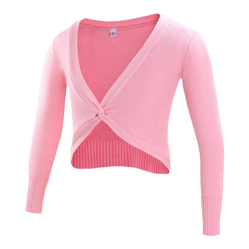 儿童舞蹈服女童练功毛衣秋冬季跳舞小披肩长袖保暖修身针织外套