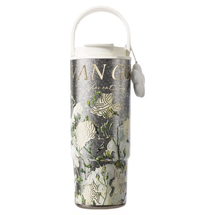 bigcar梵高纯钛保温杯大容量吸管冰霸杯高颜值车载水杯巨无霸杯子