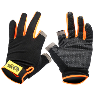 户外骑行攀登钓鱼手套冬季保暖防滑漏两指路亚防挂全指防护装备