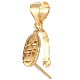 复古国潮设计佛公观音吊坠扣头DIY配件18K金扣子万能扣平安扣夹扣