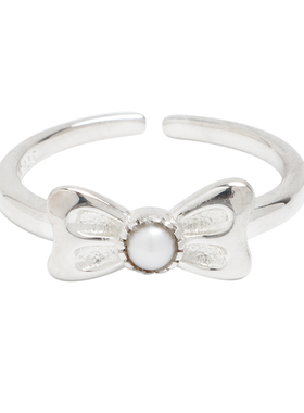 耳边风蝴蝶结925纯银开口戒指