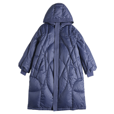 欧美中长款连帽羽绒服女时尚保暖