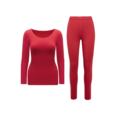 曼妮芬男女情侣红品抗菌保暖内衣套装暖衣舒适肌衣结婚本命年红