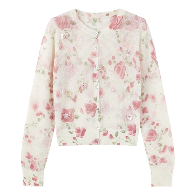 MISSCOCOON可可尼羊驼毛碎花开衫