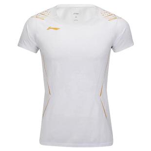 李宁正品羽毛球系列女子高弹舒适柔软透气运动短袖T恤AAYV036-2