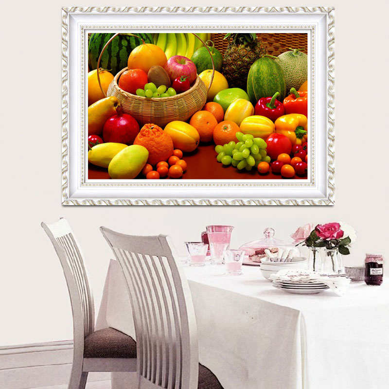 点贴钻十字绣满钻手工贴餐厅水果2024新款小幅魔方圆钻5D欧式风格