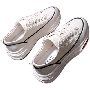 爆款帆布鞋小白女鞋2026春夏季透气新款女款休闲厚底板鞋单鞋网红