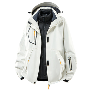 稻草人三合一羽绒内胆冲锋衣冬男女防风防水户外机能风可拆卸外套