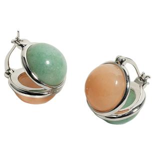 离岛空气桃夭S925银耳环女款小众独特耳钉新中式玉石耳饰