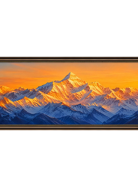 日照金山客厅沙发背景墙装饰画靠山图办公室横幅肌理挂画手绘油画