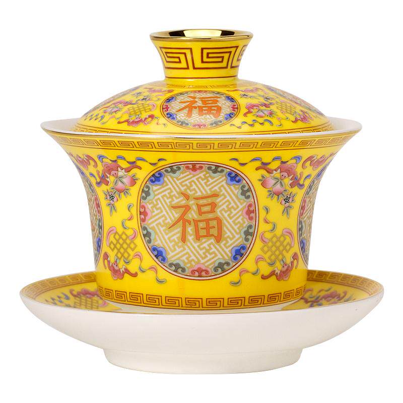 故宫福寿久长陶瓷盖碗礼盒茶具
