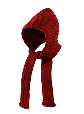红色大头围针织帽子女冬季保暖