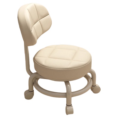 万向轮小凳子带滑轮矮凳家用换鞋凳儿童靠背客厅圆凳软包椅子板凳