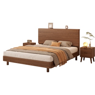 实木床1米8双人床橡胶木1米5大床家用主卧出租房小户型单人齐边床