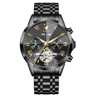 2025新款花花公子黑武士手表男士机械表全自动多功能镂空男款腕表