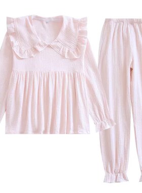纯棉泡泡棉纱可爱睡衣家居服套女