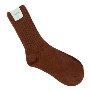 兔绒袜子女冬季长款兔毛厚款加厚加绒家居保暖纯色中筒秋冬堆堆袜