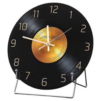 中古风复古黑胶唱片时钟桌面摆件