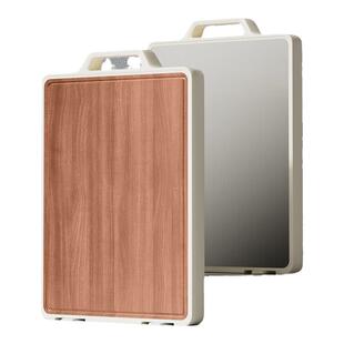 双枪乌檀木切菜板家用双面案板304不锈钢菜板厨房用防霉实木砧板