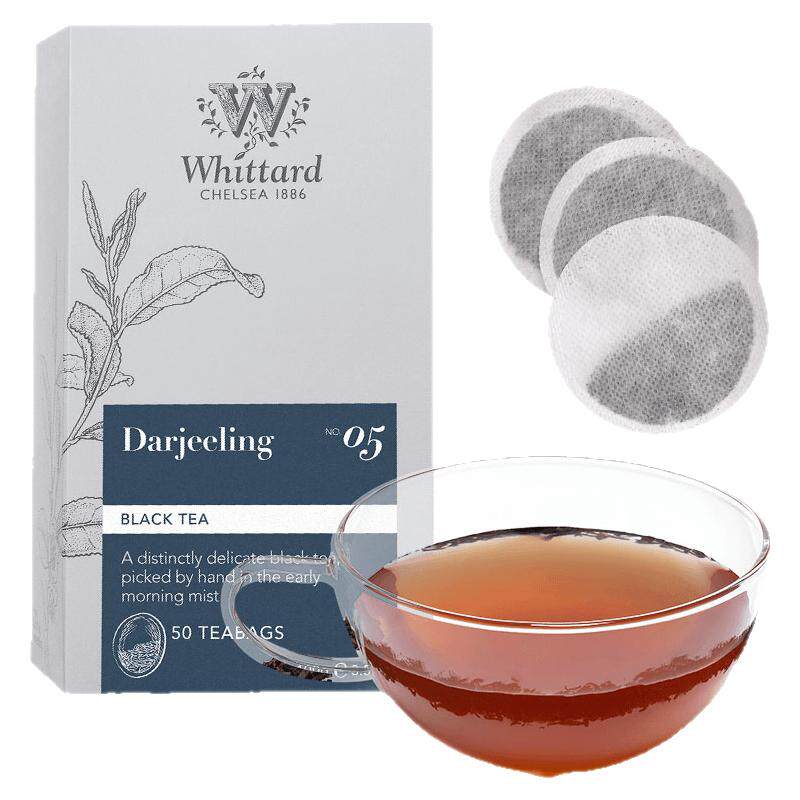 Whittard英国进口大吉岭红茶圆形茶包50片袋泡茶英式茶叶印度盒装