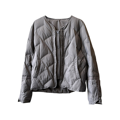 2025年秋冬季圆领编织带装饰新国标90白鸭绒菱格轻薄保暖羽绒服女