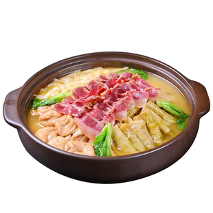 正宗火腿煨三宝黄山特产油豆腐衣茶笋农家火锅长陔三宝徽菜食材味