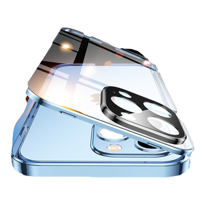 适用苹果手机壳双面玻璃镜头全包